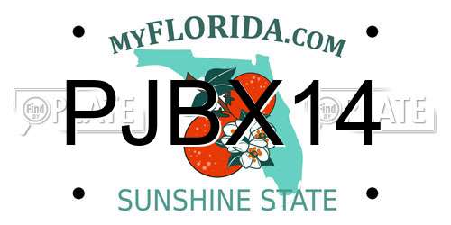 PJBX14 Florida License Plate