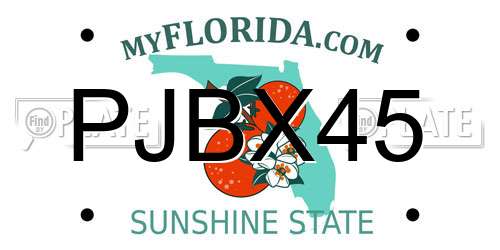 PJBX45 Florida License Plate