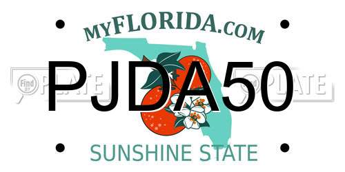 PJDA50 Florida License Plate