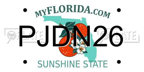 PJDN26 Florida License Plate