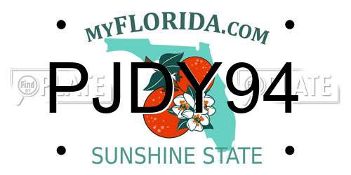 PJDY94 Florida License Plate
