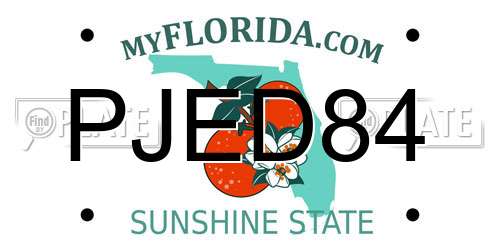 PJED84 Florida License Plate