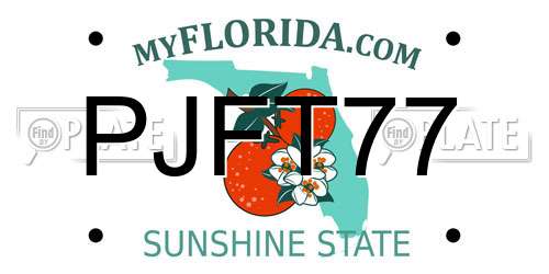 PJFT77 Florida License Plate