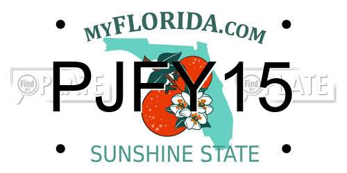 PJFY15 Florida License Plate