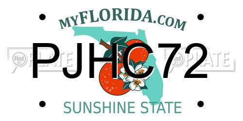 PJHC72 Florida License Plate