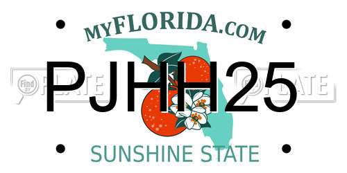 PJHH25 Florida License Plate