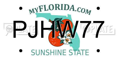 PJHW77 Florida License Plate