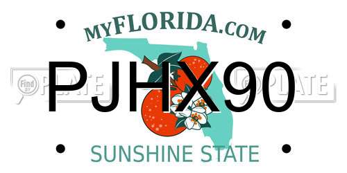 PJHX90 Florida License Plate