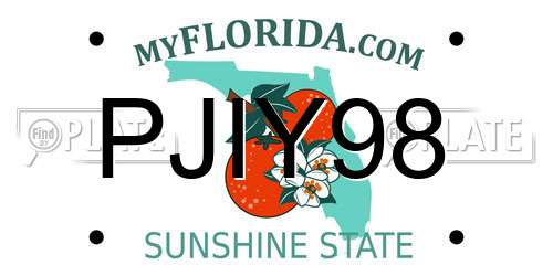 PJIY98 Florida License Plate