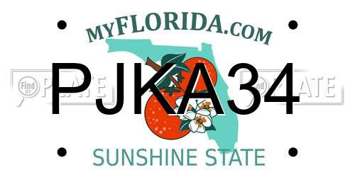 PJKA34 Florida License Plate