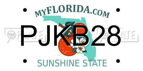 PJKB28 Florida License Plate