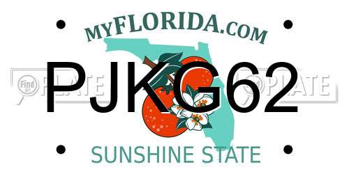 PJKG62 Florida License Plate
