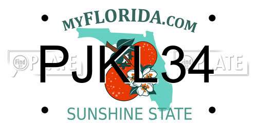 PJKL34 Florida License Plate