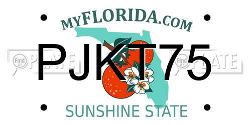 PJKT75 Florida License Plate