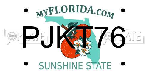 PJKT76 Florida License Plate