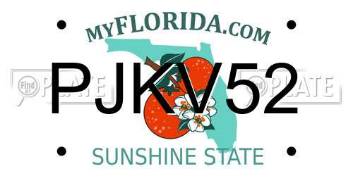 PJKV52 Florida License Plate