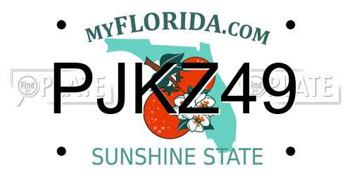 PJKZ49 Florida License Plate