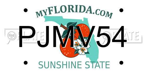 PJMV54 Florida License Plate