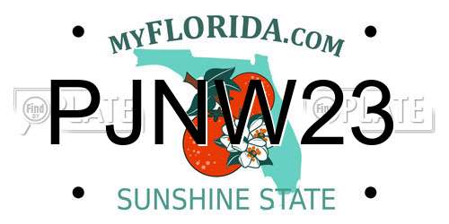 PJNW23 Florida License Plate