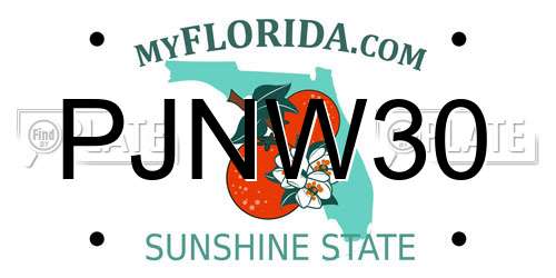 PJNW30 Florida License Plate
