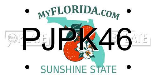 PJPK46 Florida License Plate