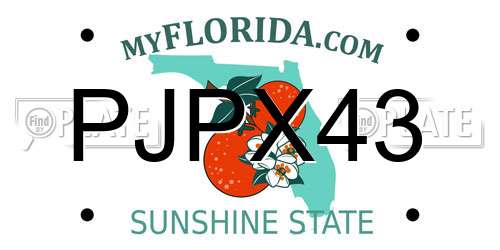 PJPX43 Florida License Plate