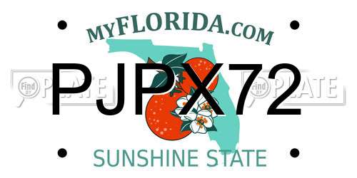 PJPX72 Florida License Plate