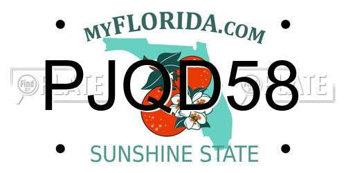 PJQD58 Florida License Plate