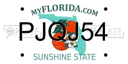 PJQJ54 Florida License Plate