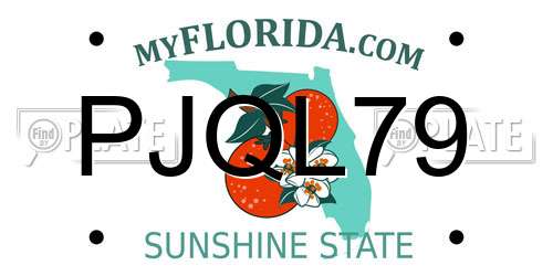 PJQL79 Florida License Plate