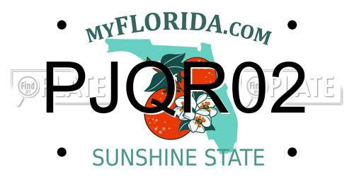 PJQR02 Florida License Plate