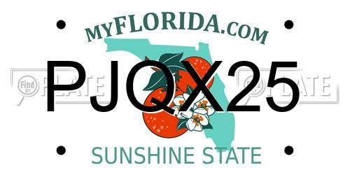 PJQX25 Florida License Plate