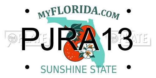 PJRA13 Florida License Plate