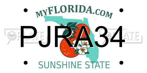 PJRA34 Florida License Plate