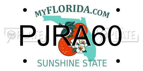 PJRA60 Florida License Plate