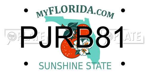 PJRB81 Florida License Plate