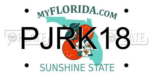 PJRK18 Florida License Plate