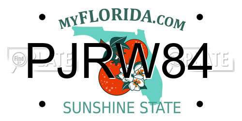 PJRW84 Florida License Plate