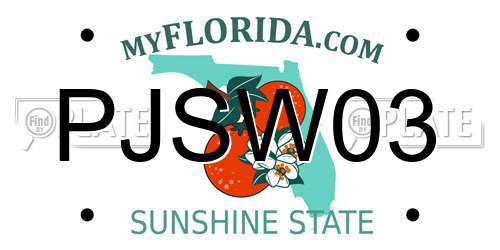 PJSW03 Florida License Plate