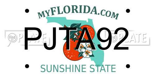 PJTA92 Florida License Plate