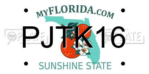 PJTK16 Florida License Plate