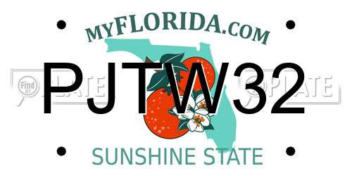 PJTW32 Florida License Plate