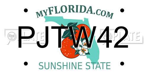 PJTW42 Florida License Plate