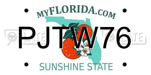 PJTW76 Florida License Plate
