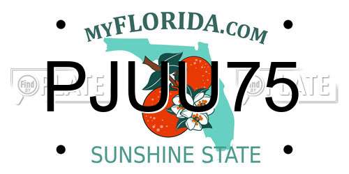 PJUU75 Florida License Plate