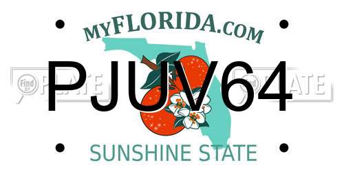 PJUV64 Florida License Plate