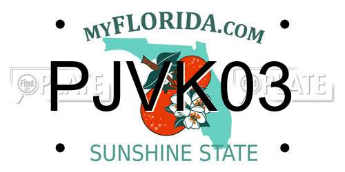 PJVK03 Florida License Plate