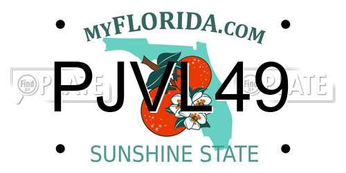 PJVL49 Florida License Plate