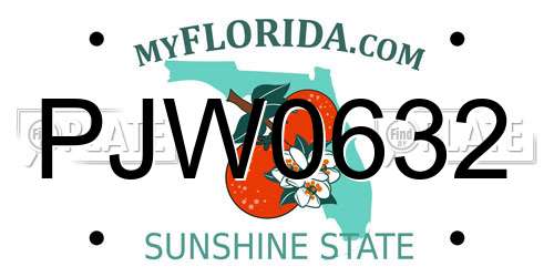 PJW0632 Florida License Plate