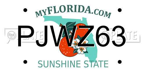 PJWZ63 Florida License Plate